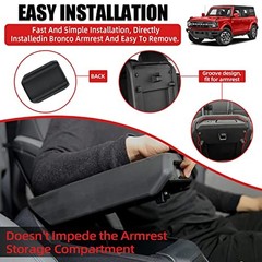 Center Console Armrest Cover for Ford Bronco 2021-2024，TPE & Waterproof