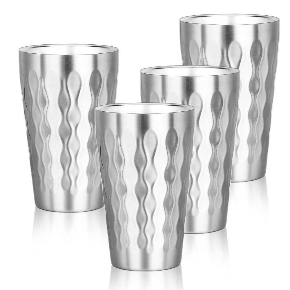 Stainless Steel Double Wall Cups, 16 oz Insulated Tumbler, 4 Pack Unbreakable…