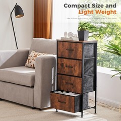 5 Drawer Dresser with Fabric Bins Sturdy Steel Frame Storage Organizer Chest