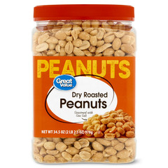 Great Value Dry Roasted & Seasoned with Sea Salt Peanuts, 34.5 oz…