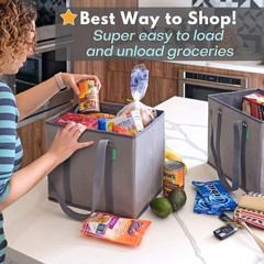 Reusable Grocery Bags (3 Pack) – Heavy Duty Reusable Shopping Bags with Box Shap