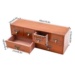 6 Drawers Desktop Dresser Wooden Storage Dressers Chests of Drawers for Bedroom