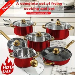12pcs Stainless Steel Cookware Set – 6 Nonstick Pots & Pans with Matching Lids