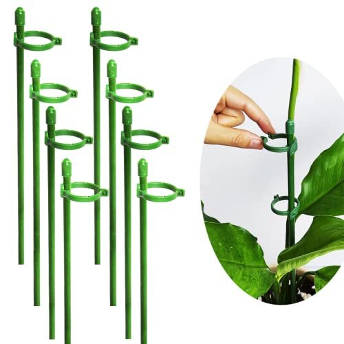 8 Pack Small Plant Support Plant Stakes, Adjustable Garden Single 11.8 Inch