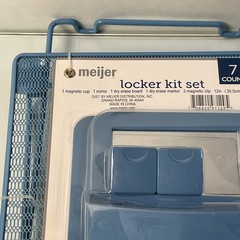 Meijer Locker Kit Set 7-Piece Blue Magnetic Shelf Mirror Dry Erase New