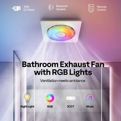AutoFlow Bathroom Exhaust Fan with RGB Light & Humidity Sensor (30-110-160CFM)