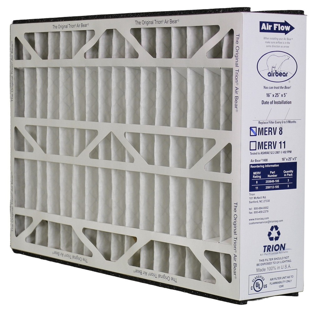 Trion Air Bear 255649-105 – Pleated Furnace Air Filter 16″x25″x5″ MERV 8