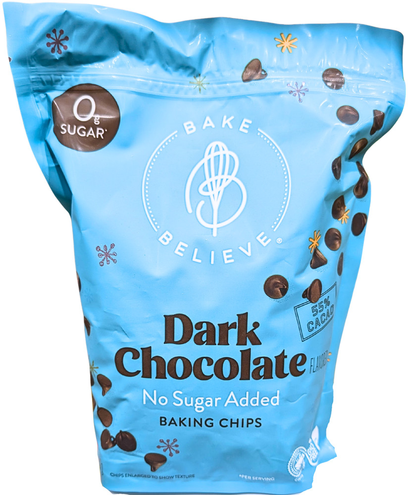 Bake Believe Dark Chocolate Baking Chips No Sugar Added 2 Lb Bag