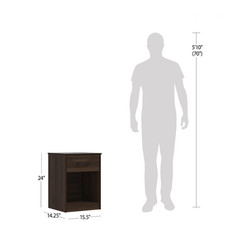Mainstays Ardent Nightstand, 1 Drawer Bedside Table, Dark Walnut, Storage Shelf