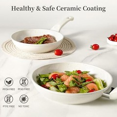 Ceramic Frying Pan Set with Lids – Non Stick Frying Pan with Lids