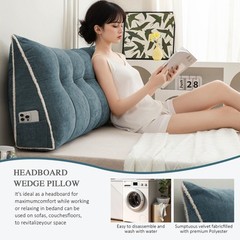 Chenille Headboard Wedge Pillow Large Dorm Bed Bolster Cushion Backrest Support