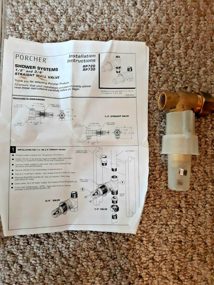 PORCHER REPRISE ROUGH 1/2″ WALL VALVE RP720 NEW