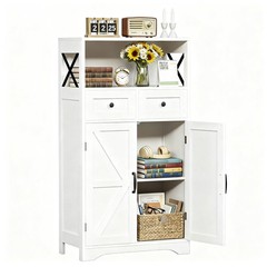 Farmhouse Storage Cabinet Bathroom Floor Cabinet Kitchen Pantry w/Drawer 3 Color