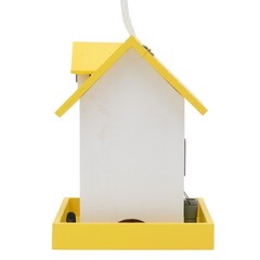 Radiant Treasures Wooden Flower Cottage Handmade Birdhouse in White & Yellow