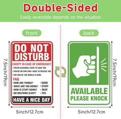 Do Not Disturb Door Hanger Sign, Available Please Knock Sign, Double-Sided PVC F