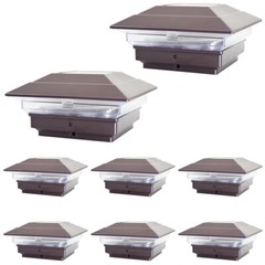 8 Black Bronze Brown Copper White 4×4 Solar Post Lights Cap Deck Fence Outdoor