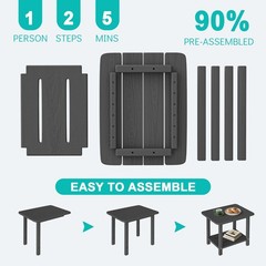 HDPE 2-Tier Outdoor Side Table Patio End Table Weather Resistant