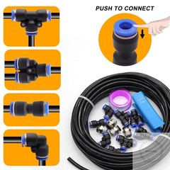 Air Line Tubing Kit,1/4″ Air Hose,1/4″ (6.35MM) OD 32.8FT Polyurethane PU Air