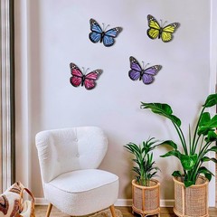 Metal Butterfly Outdoor Decor Wall Art 9.8 in 4 Pack Colorful