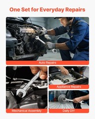 VEVOR Flex-Head Ratcheting Wrench Set Combination Wrench Set 30-Piece SAE Metric