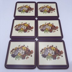 Pimpernel Cork-Backed Pansy Coasters 4.25” England New In Box Set Of 6