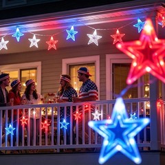 20 LED 4th of July Patriotic Star String Lights Red White Blue Decor