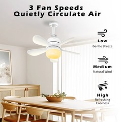 1-4PCS 2 In 1 E27 Ceiling Socket Fan 30W Dimmable LED Light Remote Control