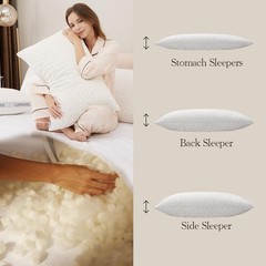 Memory Foam Pillows for Sleeping Adjustable Bamboo Blend Queen Size 18X28 in