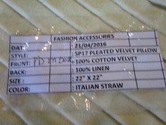 Williams Sonoma Pleated velvet 22 Italian straw yellow Pillow Cover sample