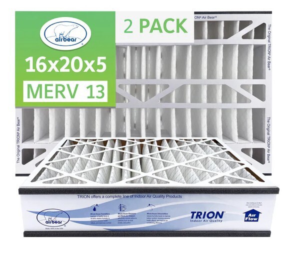Trion Air Bear 266649-104 (2-Pack) – 16″ x 20″ x 5″ Pleated Air Filter, MERV 13