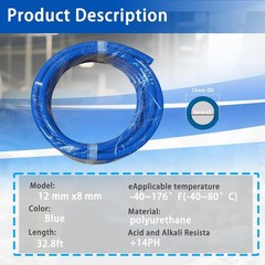 Blue 12mm OD 8mm ID Polyurethane PU Air Hose Pipe Tube 10 Meter 32.8 ft