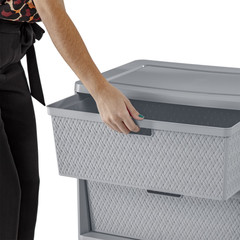 Wide 3 Drawer Tower, Plastic Storage Organizer with Removable Decorative Bins, E