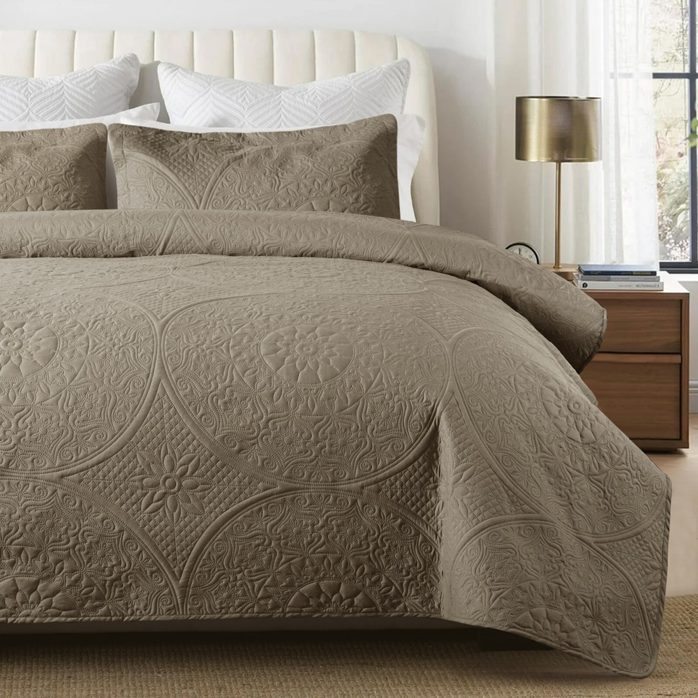 Luxury Cooling Comforter Bedding Set Quilted Coverlet Bedspread Bed Throw King