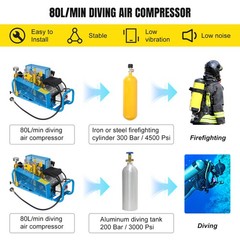 12L 110V 4500Psi Air Compressor 1.5KW 2HP For Scuba PCP Paintball Tank Refill