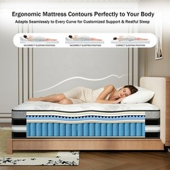 12″ 14″ Mattress In A Box Gel Memory Foam Pocket Spring Twin Full Queen King