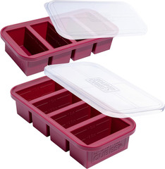 1 Cup Silicone Freezer Molds with Lids – Soup Cubes with Steel Reinforced Rim –