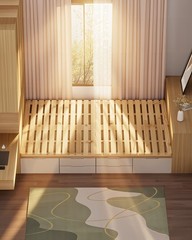 NAIZEA Japanese Tatami Mat, Foldable Tatami Bed Frame Twin Full Queen Floor Bed
