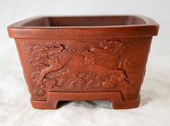 Vintage Rectangular Zisha Cactus & Succulent Bonsai Pot + Mesh 6″x 4.5″x 2.25″
