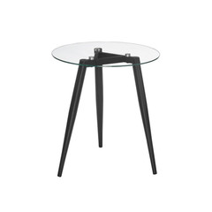 Van Beuren 21.75 In. X 19.75 In. Black and Glass round Side Table with Modern Me