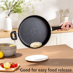 Large Deep Frying Pan With Glass Lid Non Stick Saute Fry Pan 2 Handle 4 QT