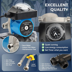 Hot Water Recirculating Pump Kit for Tank Water Heaters – Programmable Timer, Tw