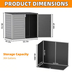4.6 Ft. X 2.7 Ft. X 4.1 Ft. 304 Gal. Gray Resin Deck Box, Horizontal Outdoor Sto