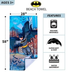 Franco Kids Super Soft Cotton Bath/Pool/Beach Batman Towel, 58 in x 28 in,