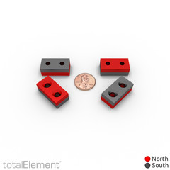 1 x 1/2 x 3/8 Inch Neodymium Rare Earth Countersunk Block Magnets N52 (6 Pack)