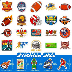 Football Stickers for Kids Teens Adults, 100PCS Vinyl Waterproof Football Sports