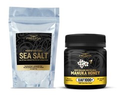 FREZZOR Natural Mineral Rich, Flaky Sea Salt + Multifloral Manuka Honey UAF1000+