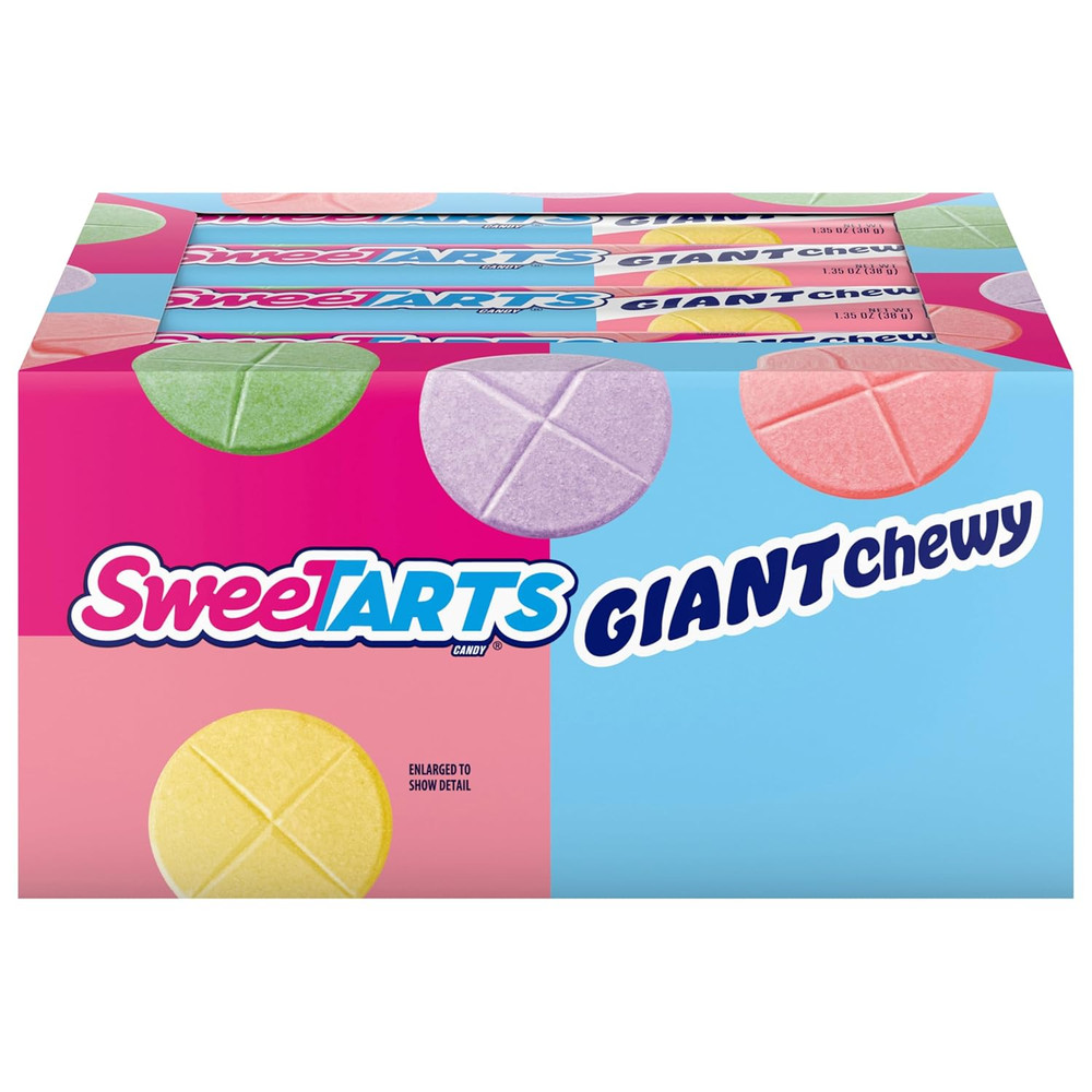 Giant Chewy Candy, Sweet and Tart, 1.35 Oz, 36 Count