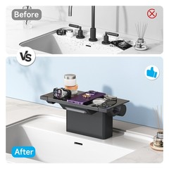 4-Inch Matte Black Dual-Handle Vessel Sink Faucet with Shelf