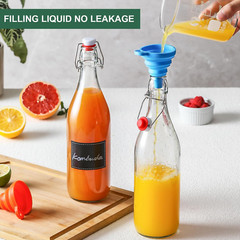 8 Pack [1 Liter / 33 Fl. Oz.] Swing Top Glass Bottles W/ Airtight Stopper Lids –