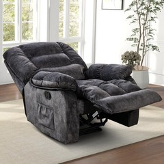 Canmov Manual Recliner Chair with Vibration Massage and Heat, Soft Fabric Chair